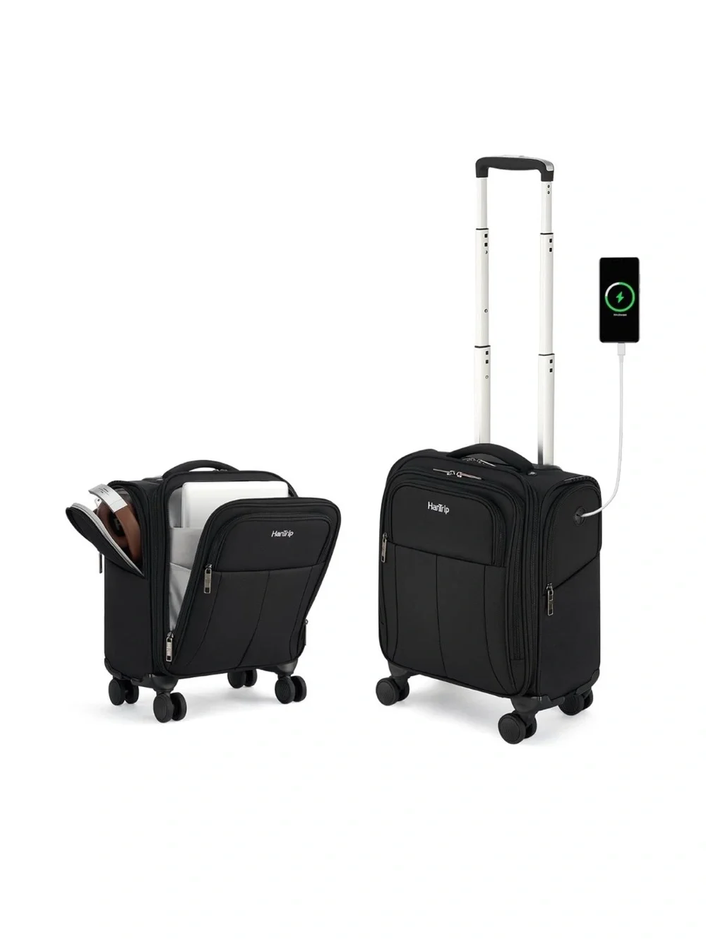 16 Inch Underseat Carry On Luggage with Wheels Softside Small Suitcases